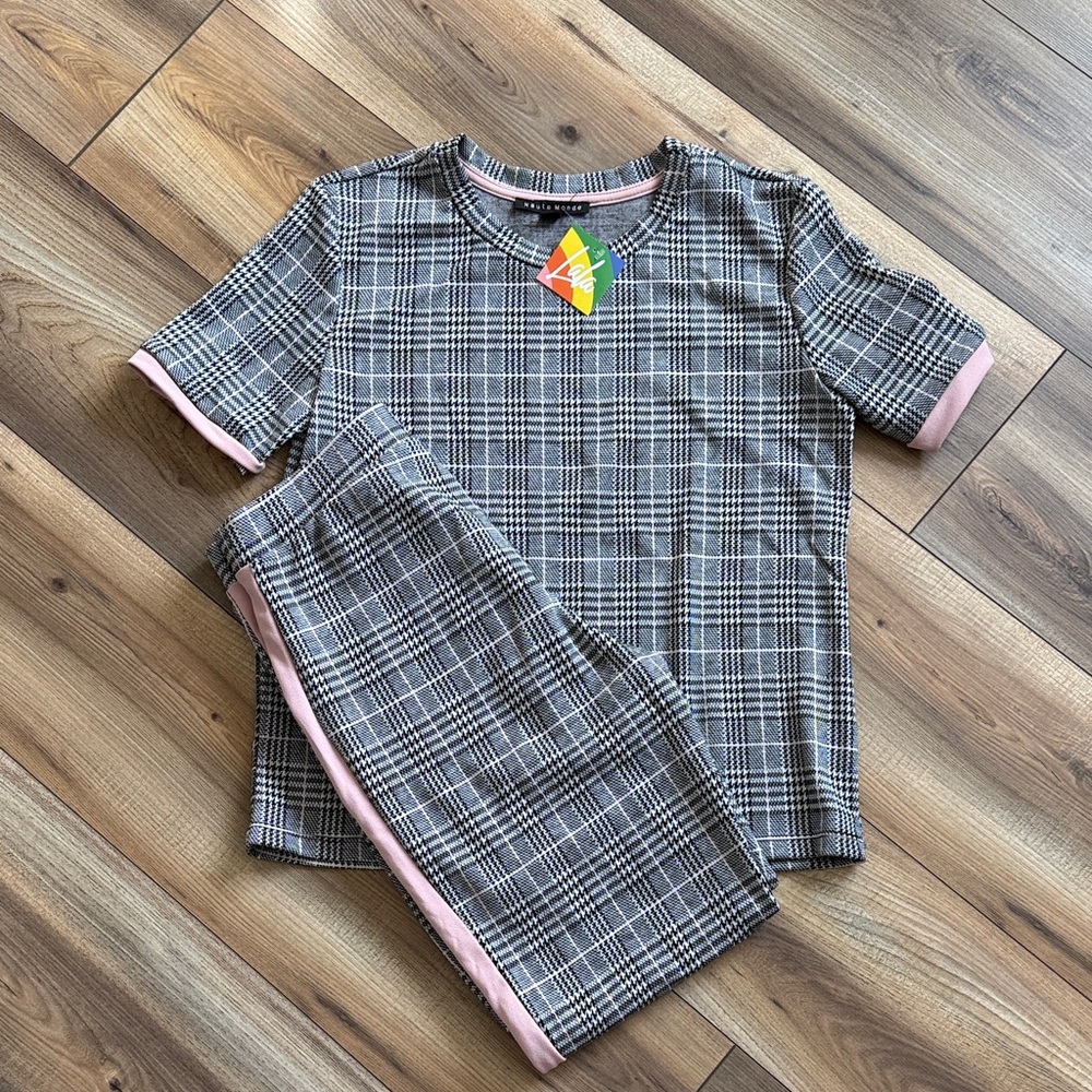 Plaid Pink-Trim Set